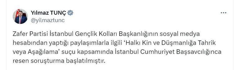 Zafer Partisi İstanbul Gençlik Kolları Başkanlığı hakkında soruşturma