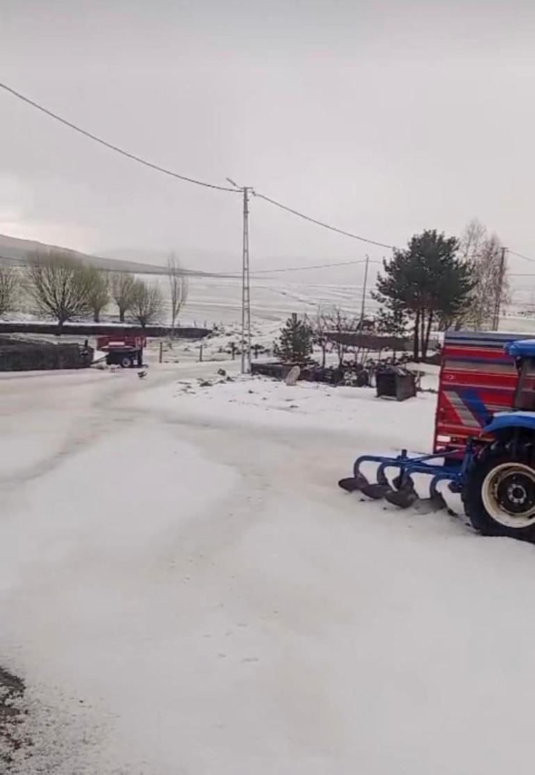 Ardahan’ın yüksek kesimleri, dolu yağışıyla beyaza büründü