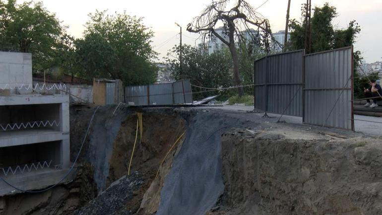 Gaziosmanpaşada inşaat kazısı sırasında yol çöktü