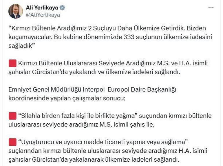Kırmızı bültenle aranan 2 suçlu, Türkiyeye getirildi
