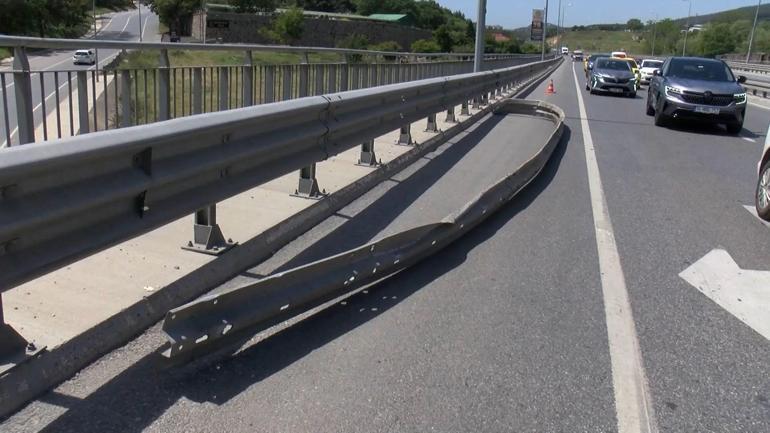 Maltepede şoförünün kediye çarpmamak için manevra yaptığı hafriyat kamyon bariyere çarptı