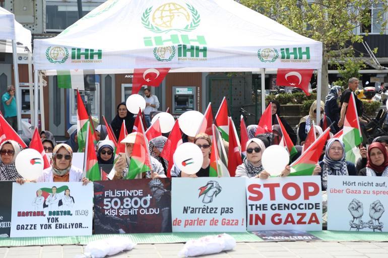 İstanbul’da kadınlardan Gazze’ye destek eylemi