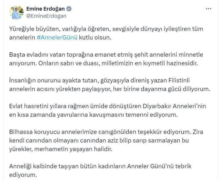 Emine Erdoğandan Anneler Günü paylaşımı