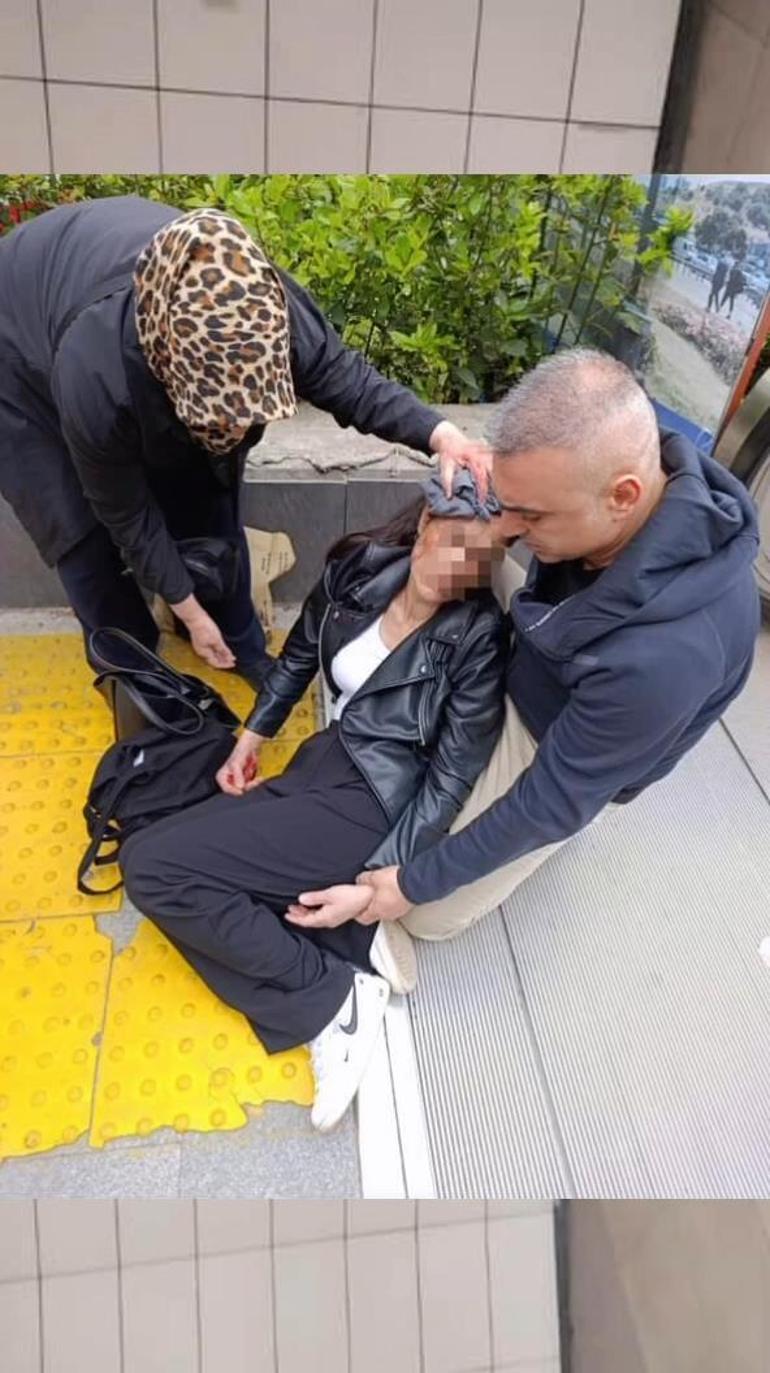 Maltepe metro istasyonunda reklam panosunun kadının üzerine düşmesi kamerada