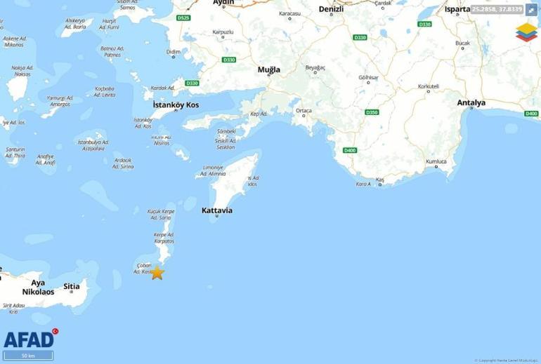 Muğla açıklarında 6 büyüklüğünde deprem