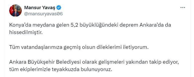 Konya’da 5.2 büyüklüğünde deprem; Ankara’da da hissedildi