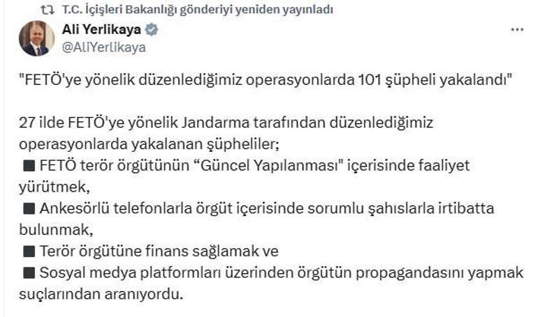27 ilde FETÖ operasyonu: 101 gözaltı