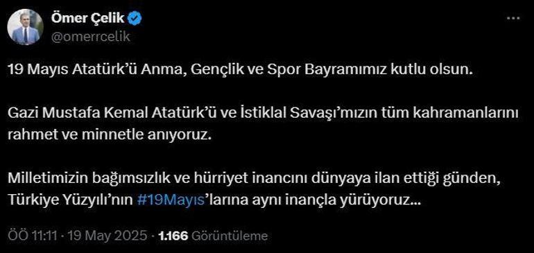AK Partili Çelikten 19 Mayıs mesajı