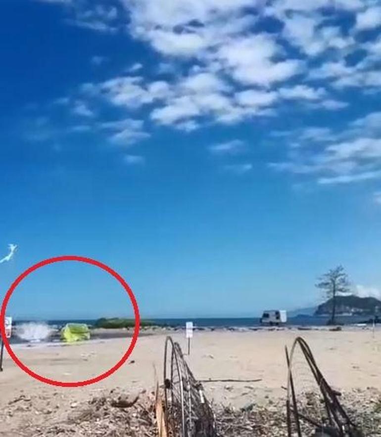 Giresunda paramotorun denize düşme anı kamerada