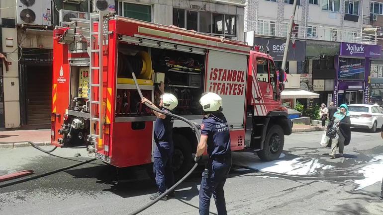Mecidiyeköyde restoranın mutfağı alev alev yandı