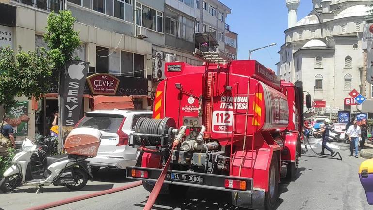 Mecidiyeköyde restoranın mutfağı alev alev yandı