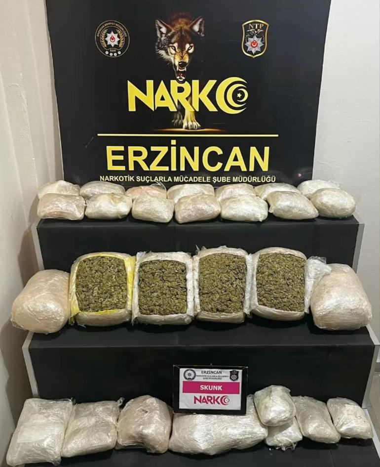 Erzincan merkezli 3 ilde uyuşturucu operasyonu: 20 kilo uyuşturucu ele geçirildi