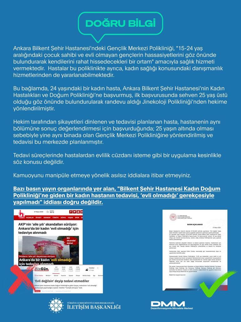 İletişim Başkanlığı, evli olmadığı gerekçesiyle bir hastanın tedavisinin yapılmadığı iddiasını yalanladı