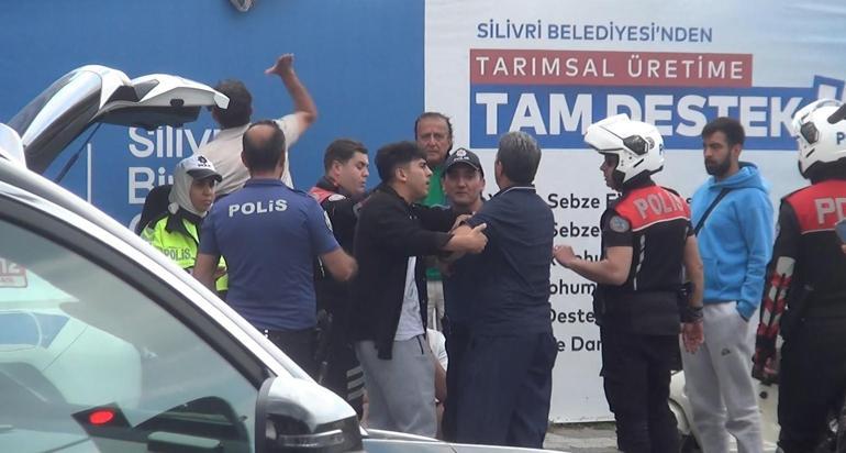 Silivride kaza sonrası kavgayı polis ayırdı