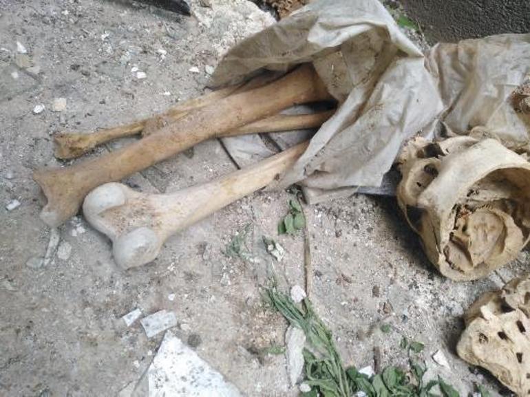 İzmirde metruk binada poşetler içerisinde 3 kafatası ve kemik parçaları bulundu