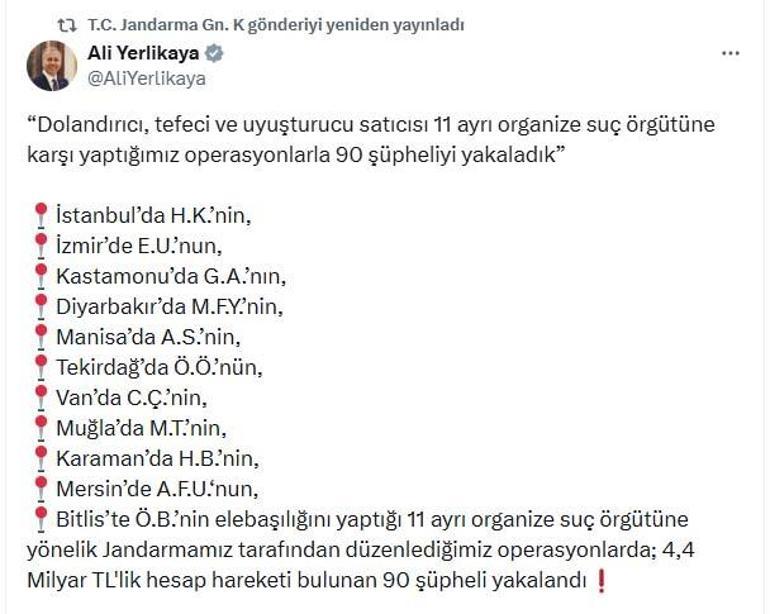 11 ilde suç örgütü operasyonu: 90 gözaltı