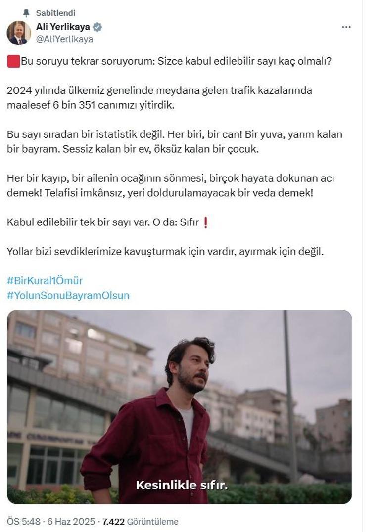 Bakan Yerlikaya: 2024 yılında trafik kazalarında 6 bin 351 canımızı yitirdik