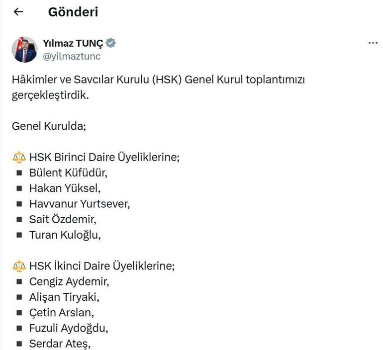 HSK daire başkanları belli oldu
