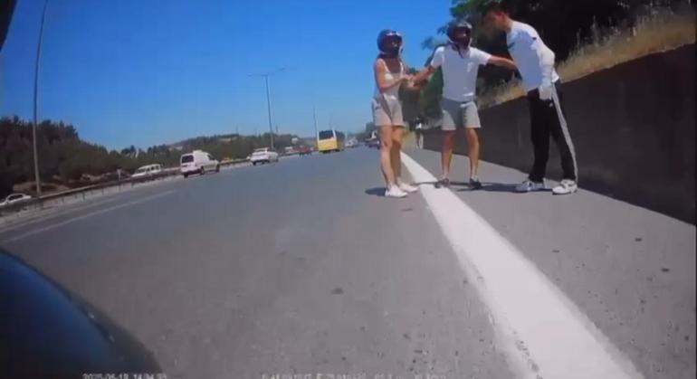 Eyüpsultan TEM Otoyolunda tartışan çifte müdahale etti, bıçaklı saldırganın hedefi oldu