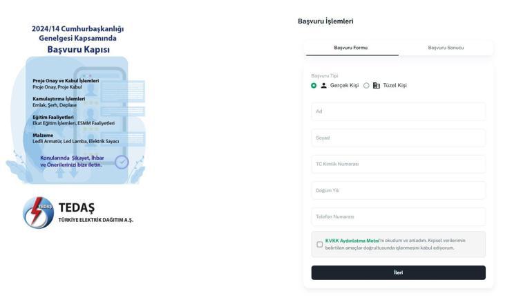 TEDAŞ Başvuru Kapısı uygulaması, hayata geçirildi