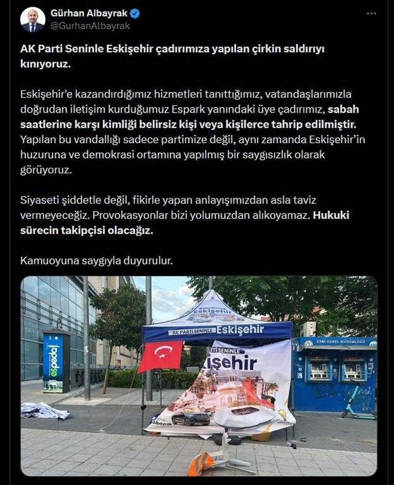 Eskişehir’de AK Parti standına zarar veren şüpheli gözaltına alındı