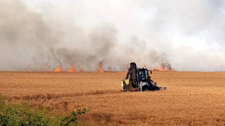 Tekirdağda yangında 400 dönüm buğday ekili tarla zarar gördü