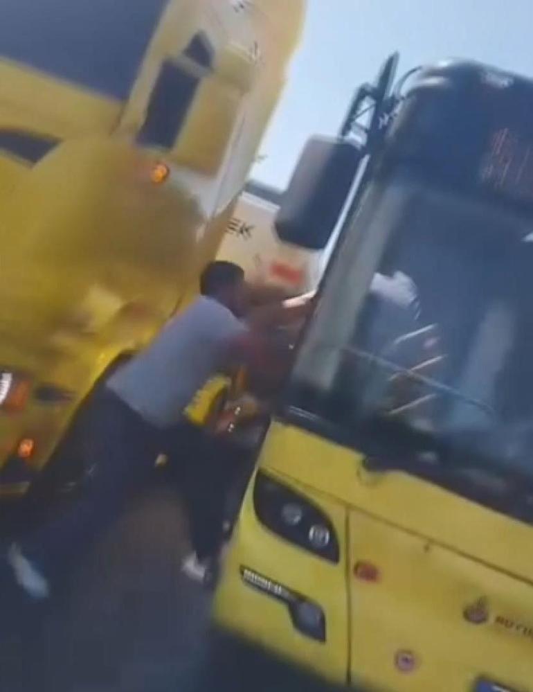 Maltepe D-100 Karayolu’nda TIRdan inip otobüs şoförüne saldırdı