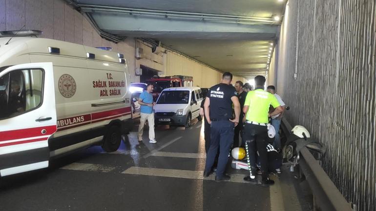 Beşiktaşta otomobile çarpan motosiklet sürücüsü yola savruldu