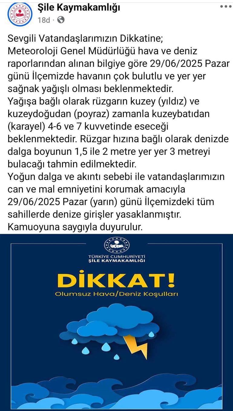 Şilede denize girmek yasaklandı