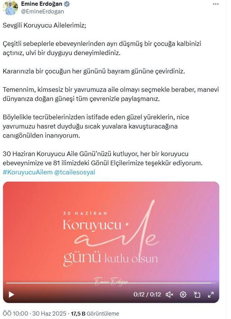 Emine Erdoğan, Koruyucu Aile Gününü kutladı