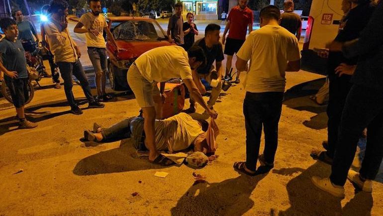 Otomobil ile motosikletin çarpıştığı kaza kamerada: 1 yaralı