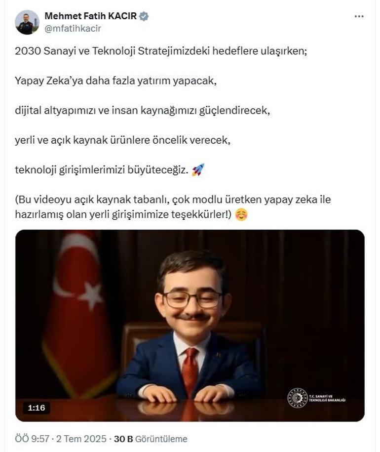 Bakan Kacır, yapay zeka ile 2030 Sanayi ve Teknoloji Stratejisi hedeflerini açıkladı