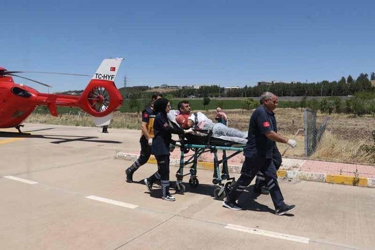 Çim biçme makinesine kolunu kaptırdı, ambulans helikopterle sevk edildi