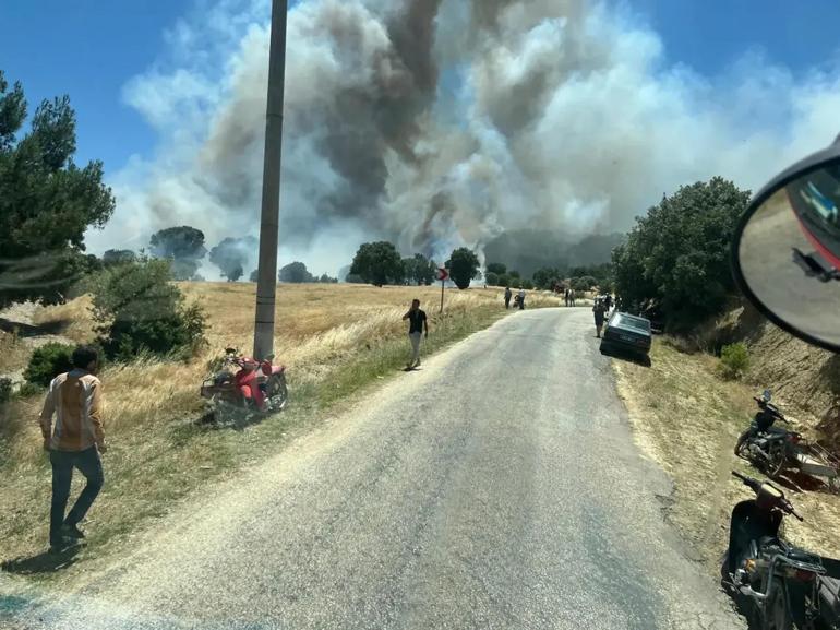 Kütahyada tarım arazisinde çıkan yangın ormana sıçradı