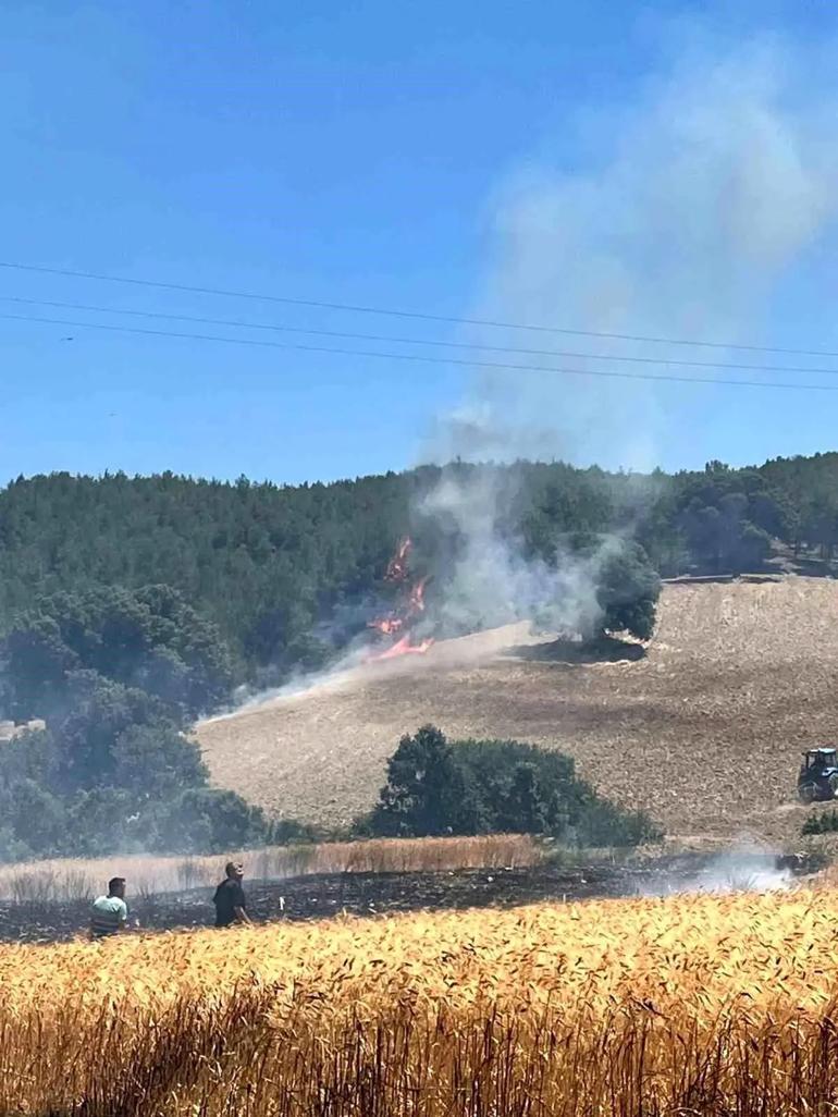 Kütahyada tarım arazisinde çıkan yangın ormana sıçradı