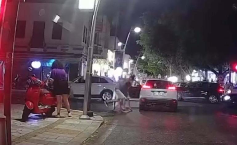 Bodrum’da sürücülerin yol verme kavgası kamerada