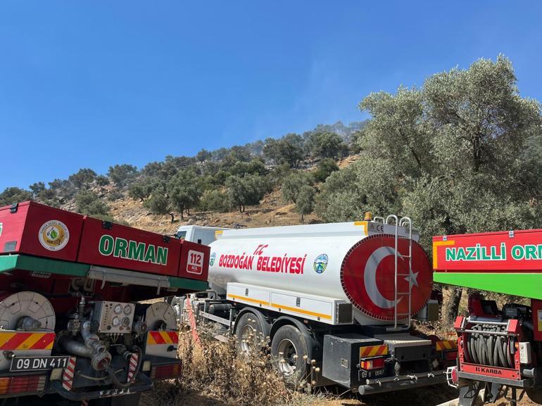 Aydında makilik ve zeytinlik alanda çıkan yangın kontrol altında