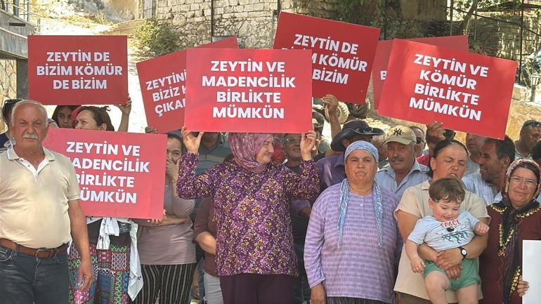 Milasta bölge halkından Zeytin ve madencilik birlikte mümkün pankartı