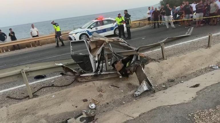 Bariyere çarpan otomobil ikiye bölündü: 1 ölü, 1 yaralı