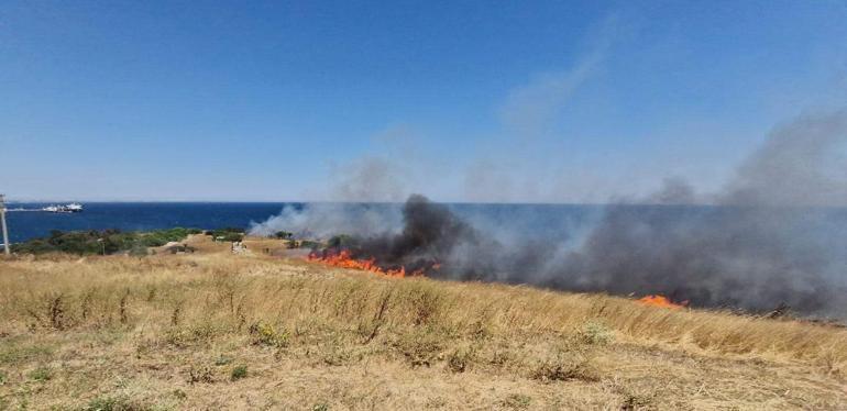 Perinthos Antik Kenti yakınında çıkan anız yangını söndürüldü