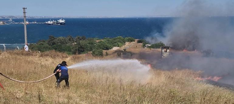 Perinthos Antik Kenti yakınında çıkan anız yangını söndürüldü
