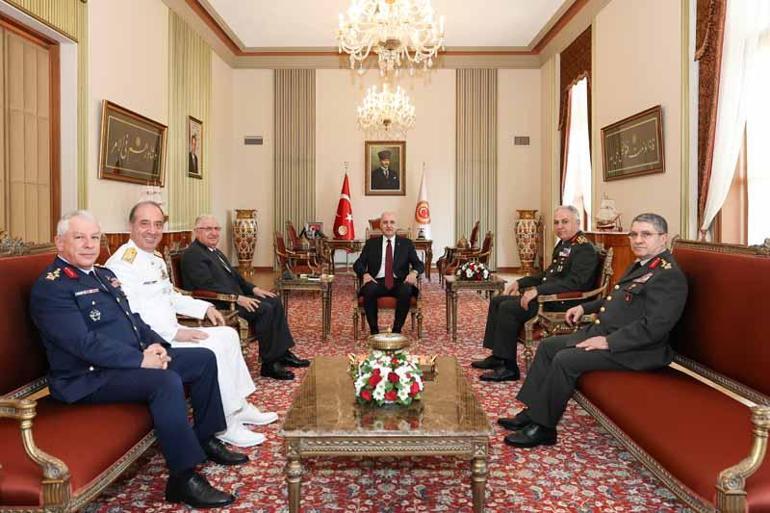 TBMM Başkanı Kurtulmuş, Bakan Yaşar Güler ile TSK komuta kademesini kabul etti