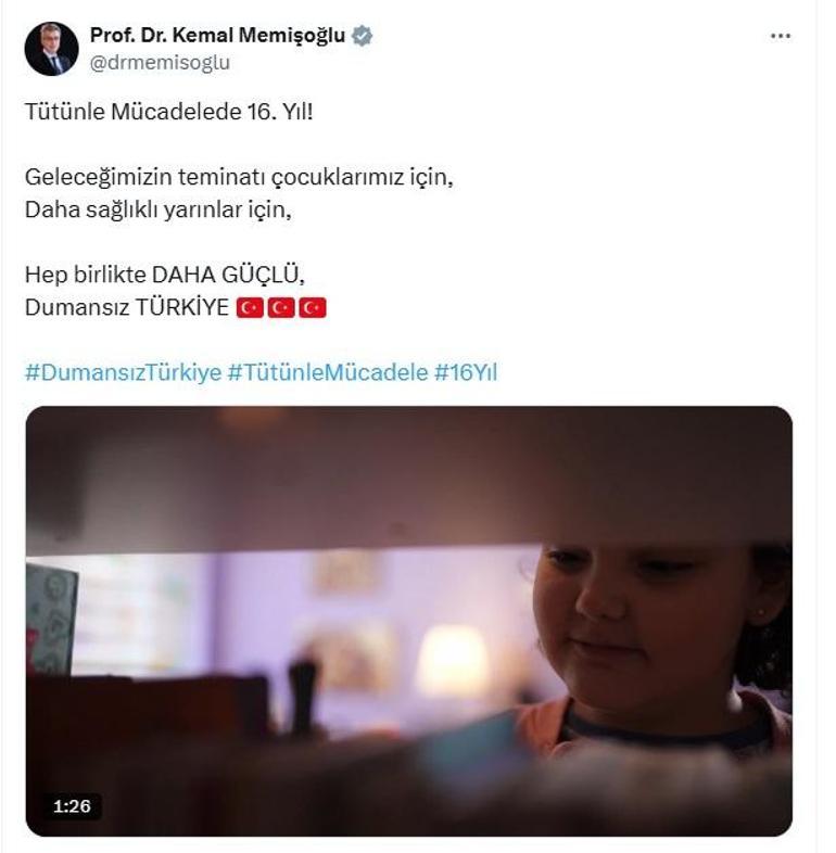 Sağlık Bakanı Memişoğlundan Dumansız Türkiye paylaşımı
