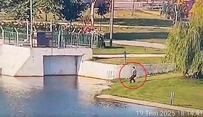 Çaya düşen 1,5 yaşındaki bebeği, parktaki güvenlik görevlisi kurtardı; o anlar kamerada