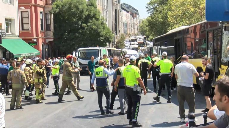 Beyoğlunda İETT otobüsü 10 araca çarptı; şoför adliyeye sevk edildi