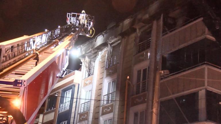 Gaziosmanpaşada 6 katlı binada yangın