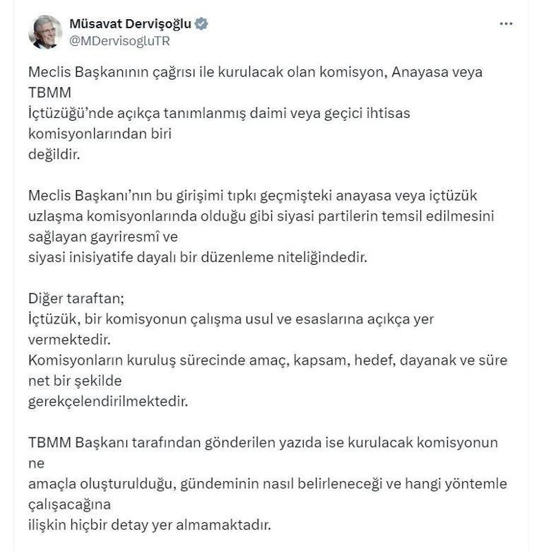 Dervişoğlu: İYİ Parti olarak komisyonda yer almayacağız