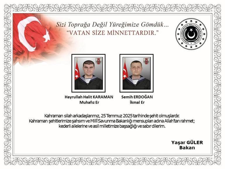 MSB: İskenderunda yüksek ateş şikayetiyle tedaviye alınan 2 asker şehit oldu