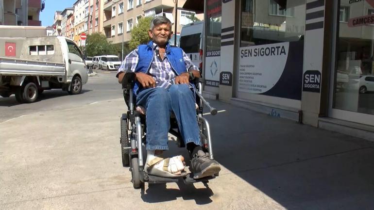 Pendikte tekerlekli sandalye ile kaldırımdan düştü; esnaf yardıma koştu