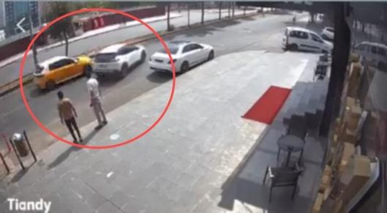 Cipe çarpan taksinin takla attığı kaza kamerada